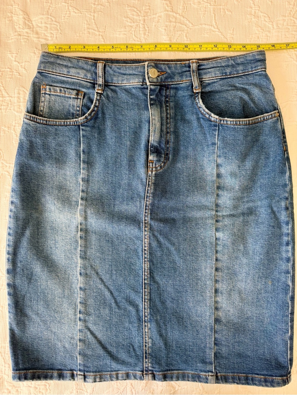 NWOT Pilcro and the Letterpress Anthropologie Denim Pencil Skirt Blue Size 10